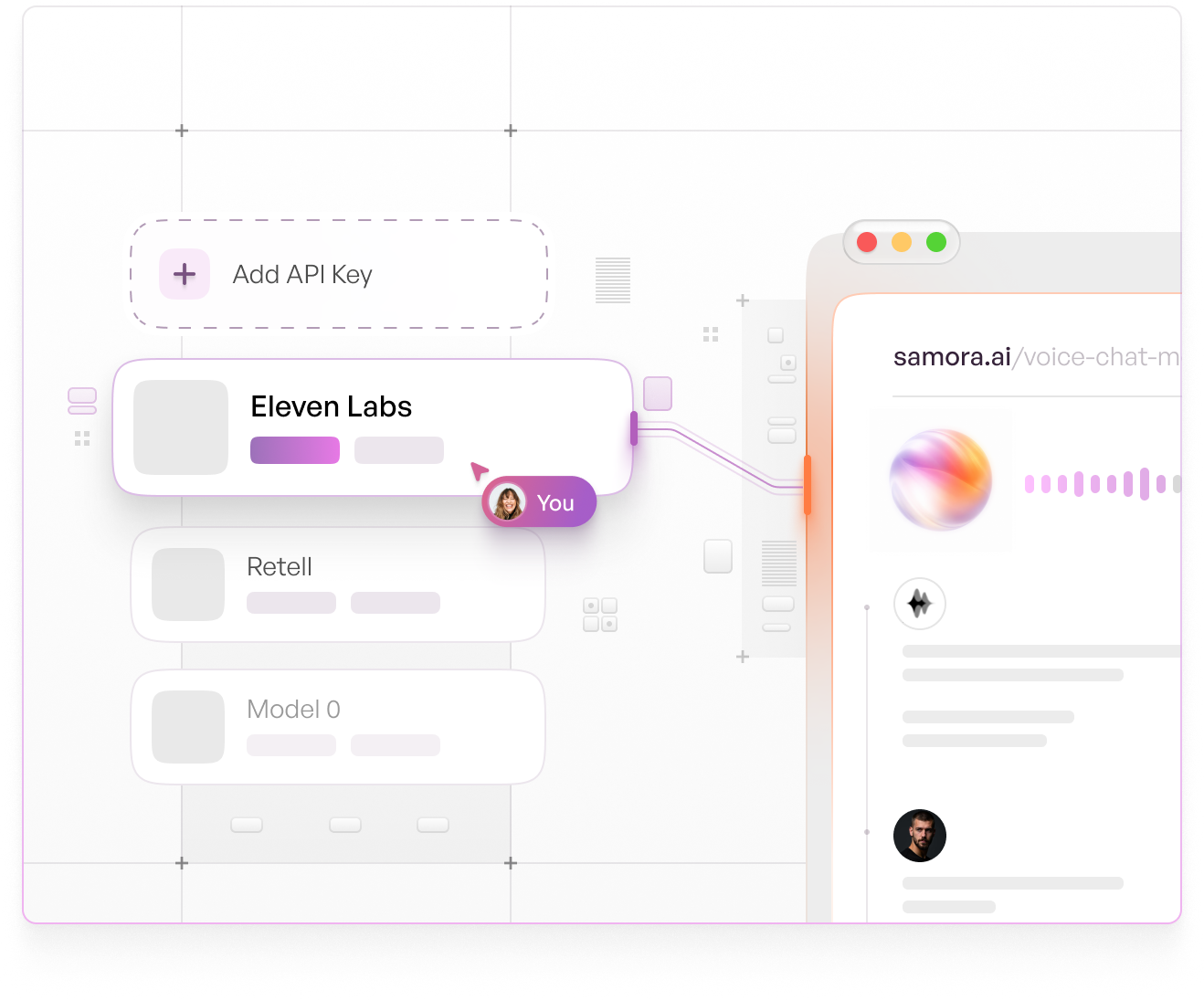 Natural Voice showing API integrations and voice chat interface